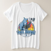 Blauwe neushoorn "Grill Master" Grote Maat T-shirt (Design voorkant)