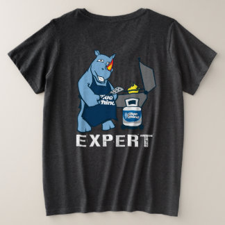 Blauwe neushoorn "Grilling Expert" Donker Grote Maat T-shirt