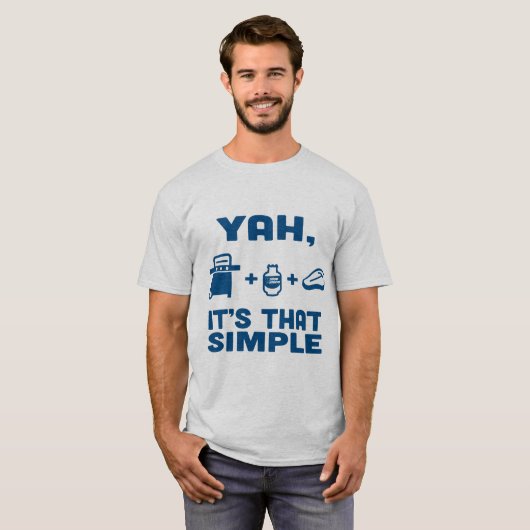 Blauwe neushoorn "Ja, zo simpel is het" Mannen T-shirt (Voorkant volledig)