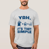Blauwe neushoorn "Ja, zo simpel is het" Mannen T-shirt (Voorkant)