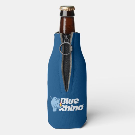 Blauwe neushoornfles koeler (Fles Achterkant)