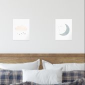 Blauwe Neutrale Cloud en Moon Boy Kinderkamer Deco Muurkunst Sets (Slaapkamer)