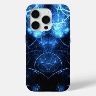 Blauwe Nevel Energie Fractale Kunst iPhone 15 Pro Case