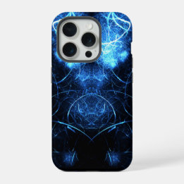 Blauwe Nevel Energie Fractale Kunst iPhone 15 Pro Case