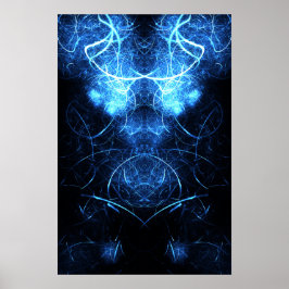 Blauwe Nevel Energie Fractale Kunst Poster