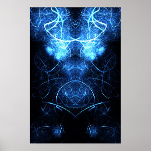Blauwe Nevel Energie Fractale Kunst Poster