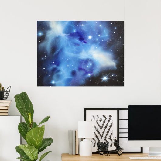 Blauwe nevel horizontaal Poster (Thuiskantoor)