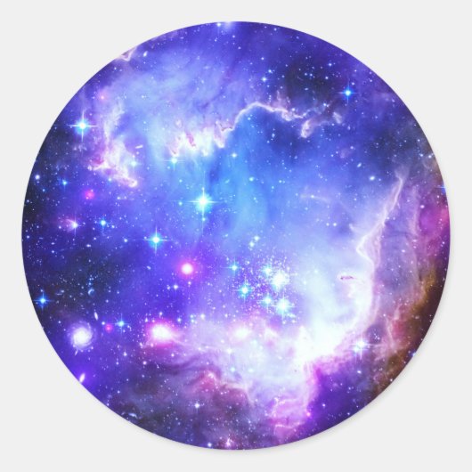 Blauwe nevel ronde sticker (Voorkant)