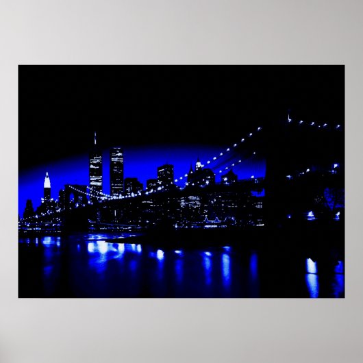 Blauwe New York City Posterprint Poster (Voorkant)