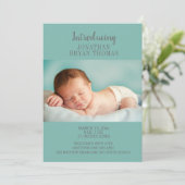 Blauwe nieuwe baby foto geboorteaankondiging aankondiging (Staand voorkant)