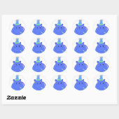 Blauwe Nijlpaard Verjaardag Ronde Sticker (Vel)