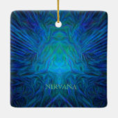 Blauwe "Nirvana" Abstracte Boeddha-Pop Art Keramisch Ornament (Achterkant)
