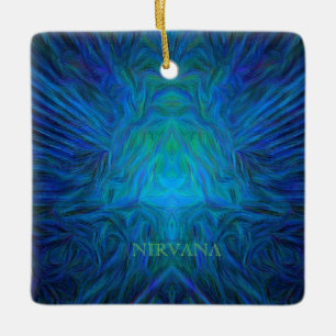 Blauwe "Nirvana" Abstracte Boeddha-Pop Art Keramisch Ornament