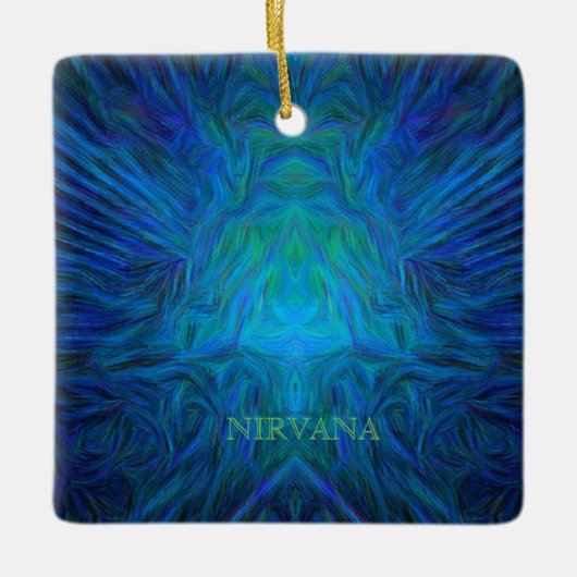 Blauwe "Nirvana" Abstracte Boeddha-Pop Art Keramisch Ornament (Voorkant)