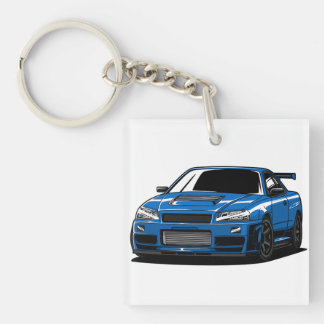 Blauwe Nissan R34 Skyline Sleutelhanger