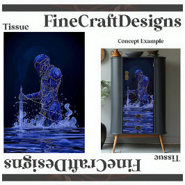 Blauwe nobele ridder met zwaard decoupage links 15 tissuepapier