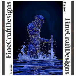 Blauwe nobele ridder met zwaard decoupage rechts 1 tissuepapier