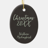 Blauwe Noordelijke Spotvogel Schilderij Jaar Keramisch Ornament (Achterkant)