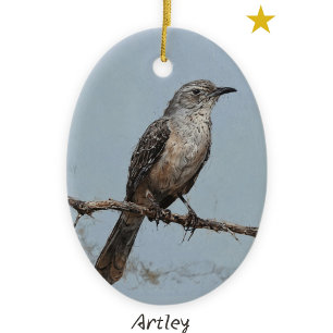 Blauwe Noordelijke Spotvogel Schilderij Jaar Keramisch Ornament