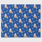 Blauwe Noordse kerstfoto's Cadeaupapier (Vlak)