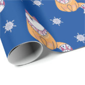 Blauwe Noordse kerstfoto's Cadeaupapier (Rol Hoek)