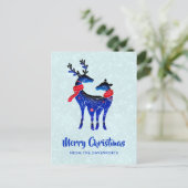 Blauwe Noordse kerstrenrenrennen Briefkaart (Staand voorkant)