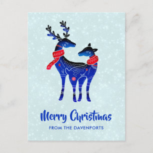 Blauwe Noordse kerstrenrenrennen Briefkaart
