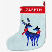 Blauwe Noordse kerstrenrenrennen Grote Kerstsok (Achterkant)