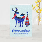 Blauwe Noordse kerstrenrenrennen Kaart (Gele Bloem)