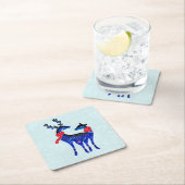 Blauwe Noordse kerstrenrenrennen Kartonnen Onderzetters (Insitu)