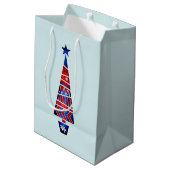 Blauwe Noordse kerstrenrenrennen Medium Cadeauzakje (Achterkant Gekanteld)