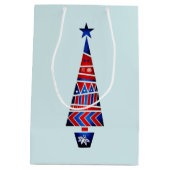 Blauwe Noordse kerstrenrenrennen Medium Cadeauzakje (Achterkant)