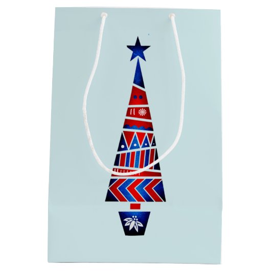 Blauwe Noordse kerstrenrenrennen Medium Cadeauzakje (Achterkant)