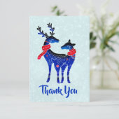 Blauwe Noordse kerstrenrenrennen Pair Dank je wel Bedankkaart (Staand voorkant)