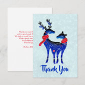 Blauwe Noordse kerstrenrenrennen Pair Dank je wel Bedankkaart (Voorkant / Achterkant)