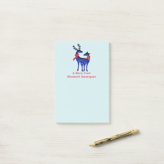 Blauwe Noordse kerstrenrenrennen Post-it® Notes (Op bureau)