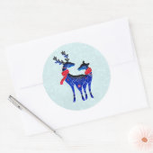 Blauwe Noordse kerstrenrenrennen Ronde Sticker (Envelop)