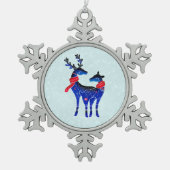 Blauwe Noordse kerstrenrenrennen Tin Sneeuwvlok Ornament (Voorkant)