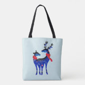 Blauwe Noordse kerstrenrenrennen Tote Bag (Achterkant)