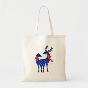 Blauwe Noordse kerstrenrenrennen Tote Bag