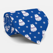 Blauwe Noordse stijl Polar Beer kerstsnowflake Stropdas (Opgerold)