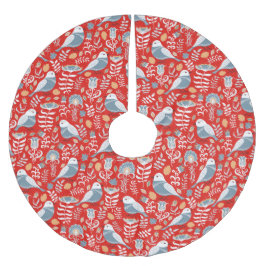 Blauwe Noordse vogel op rood Kerstboom Rok