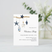 Blauwe nordic eenvoudige kerstfeest uitnodiging (Staand voorkant)