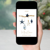 Blauwe nordic sterren kabouter business kerst feestdagenkaart