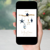 Blauwe nordic sterren kabouter hout Kerstmis Feestdagenkaart