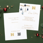 Blauwe nordic sterren kabouter QR business kerst Flyer
