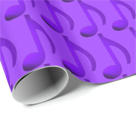 Blauwe noten die muzieknoten paars patroon herhale cadeaupapier