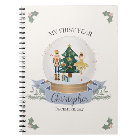 Blauwe Notenkraker Baby shower eerste jaar mijlpaa Notitieboek (Voorkant)