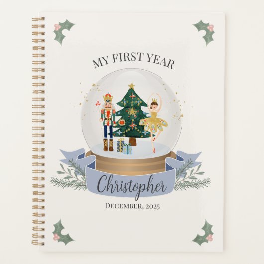 Blauwe Notenkraker Baby shower eerste jaar mijlpaa Planner (Voorkant)