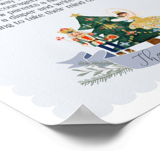 Blauwe Notenkraker baby shower Luier Gedachten tek Poster (Hoek)